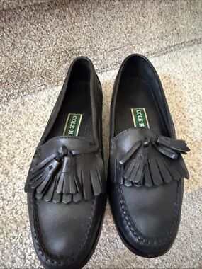 Cole Haan Black Leather Tassel Kiltie Loafers